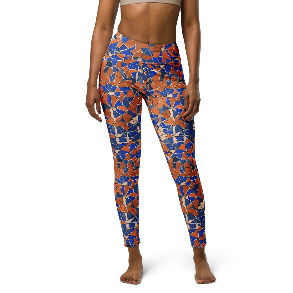 Cobalt Fissure on Yoga Leggings — Front