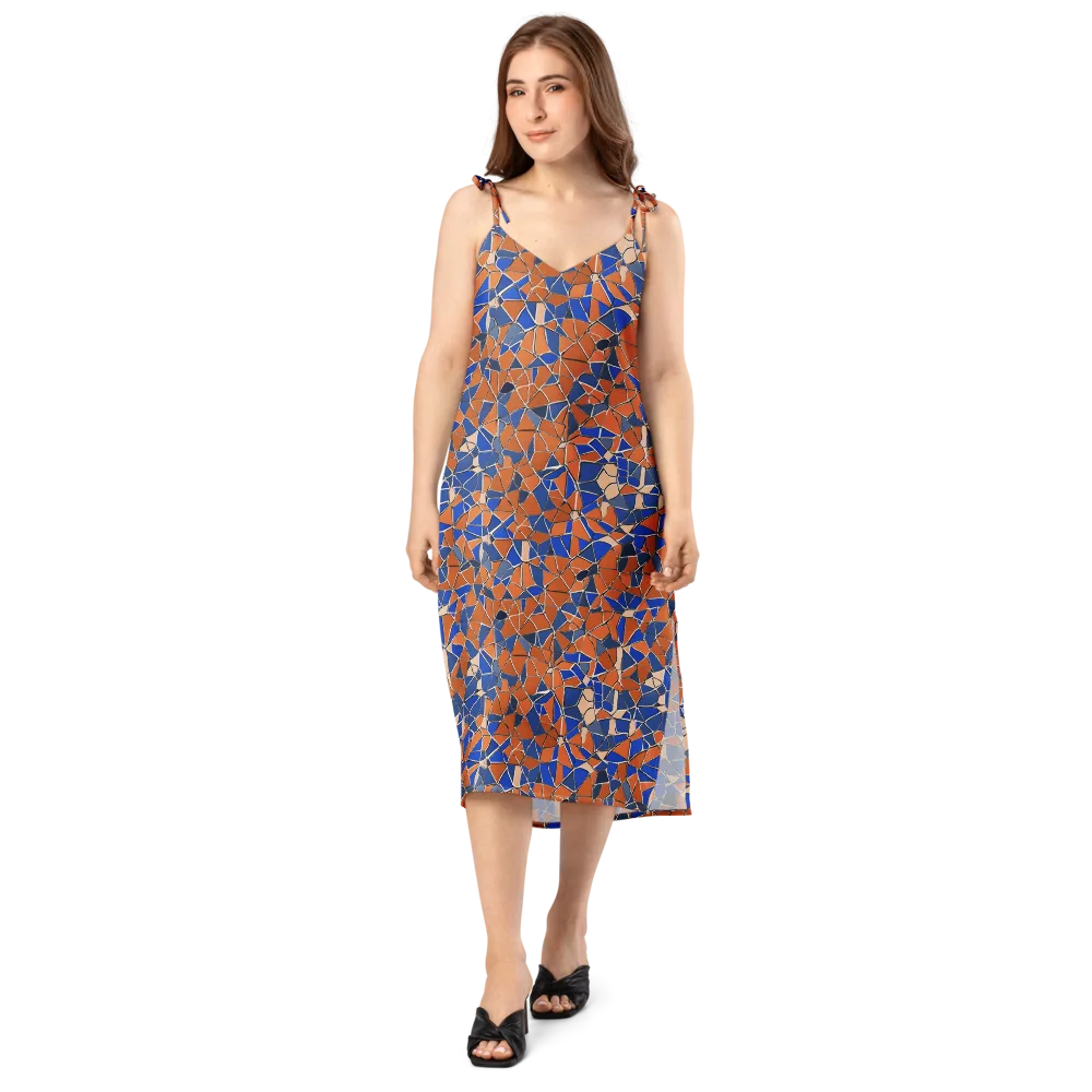 Cobalt Fissure on Slip Dress — Front