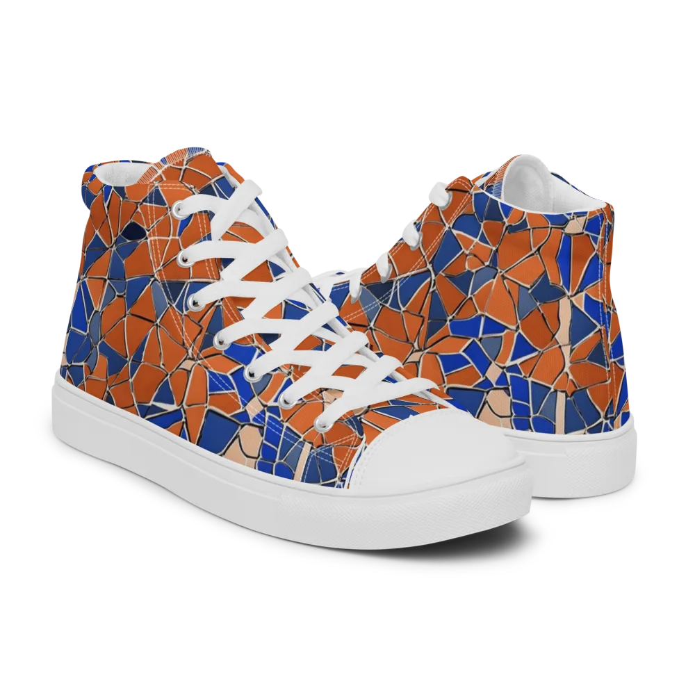Cobalt Fissure on Men's High Top Canvas Shoes — Right