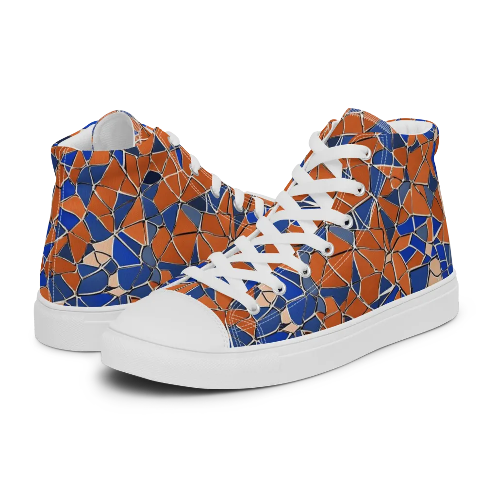 Cobalt Fissure on Women's High Top Canvas Shoes — Left