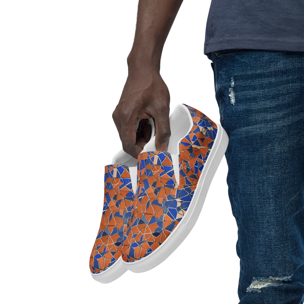 Cobalt Fissure on Men's Slip-On Canvas Shoes — Left Front
