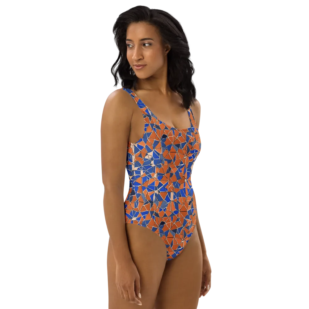 Cobalt Fissure on One-Piece Swimsuit — Right