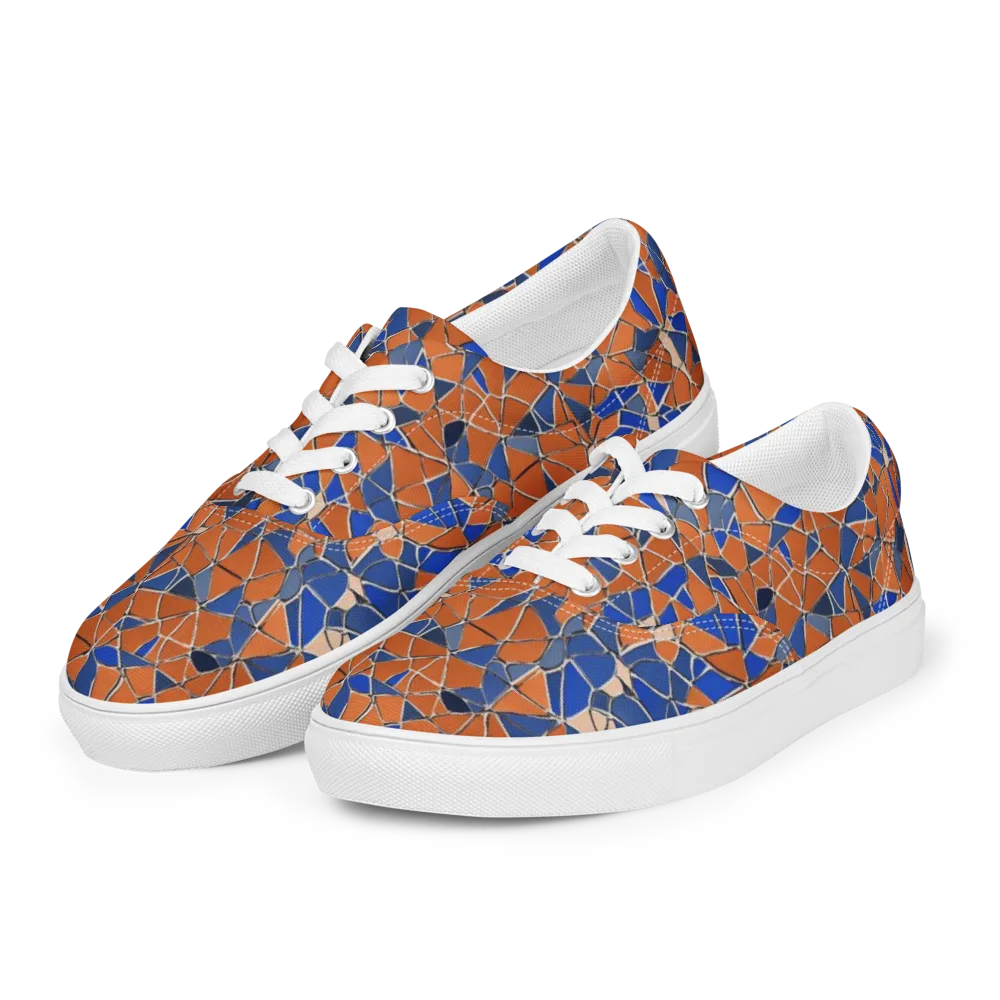 Cobalt Fissure on Men's Lace-Up Canvas Shoes — Left Front