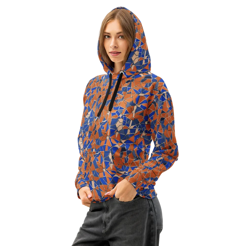 Cobalt Fissure on Cotton Hoodie — Left Front