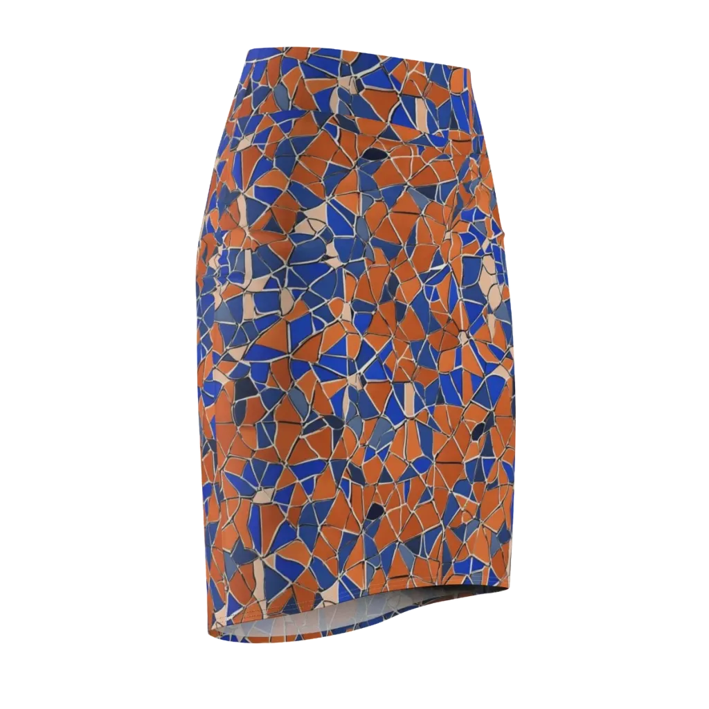 Cobalt Fissure on Pencil Skirt — Front Side