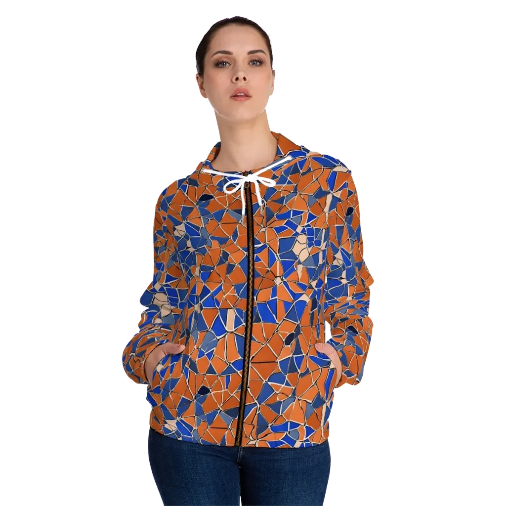 Cobalt Fissure on Women's Full-Zip Hoodie — Front On Person