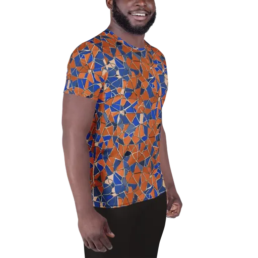 Cobalt Fissure on a Men's Athletic T-Shirt