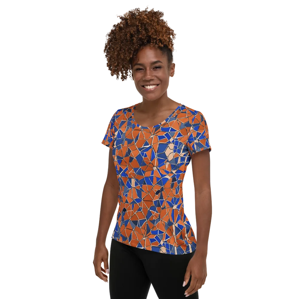Cobalt Fissure on Women's Athletic T-Shirt — Left