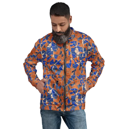 Cobalt Fissure on a Bomber Jacket