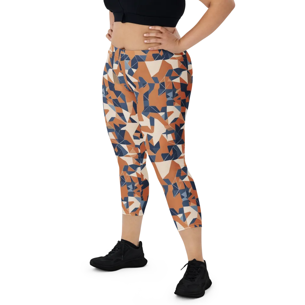 Ochre Parallax on Capri Leggings — Front
