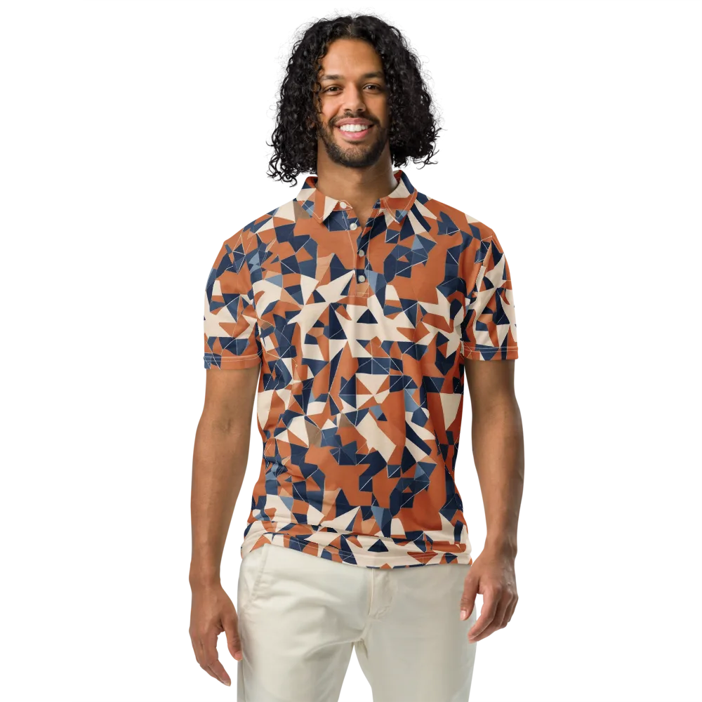 Ochre Parallax on Men's Slim Fit Polo Shirt — Front