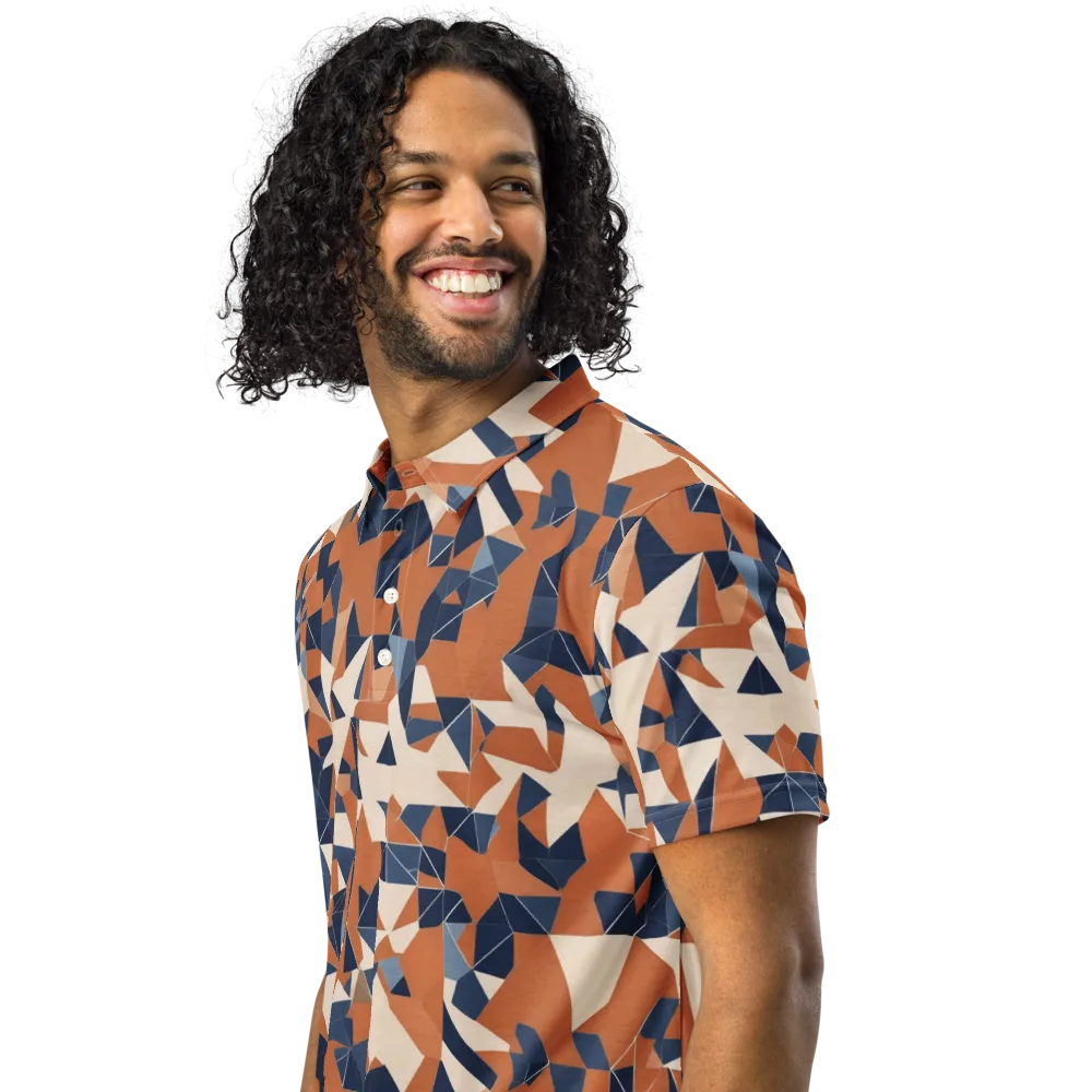 Ochre Parallax on Men's Slim Fit Polo Shirt — Left Front