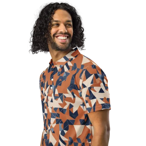 Ochre Parallax on a Men's Slim Fit Polo Shirt