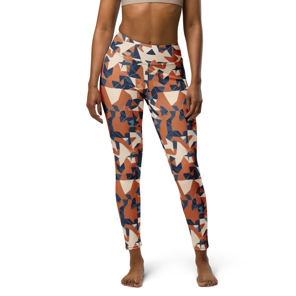 Ochre Parallax on Yoga Leggings — Front