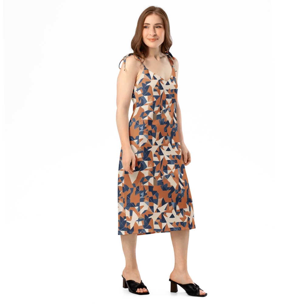 Ochre Parallax on Slip Dress — Right Front