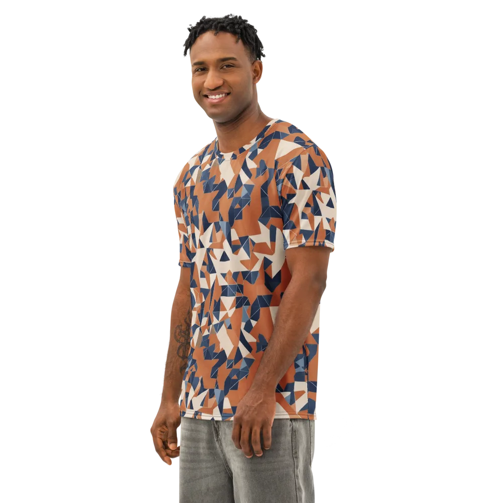 Ochre Parallax on Men's Cotton Crew Neck T-Shirt — Left Front
