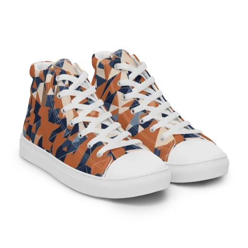 Ochre Parallax on a Men's High Top Canvas Shoes