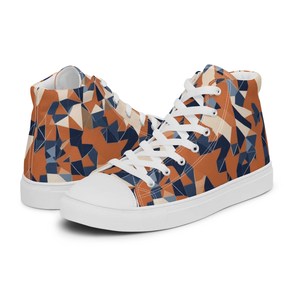Ochre Parallax on Men's High Top Canvas Shoes — Left