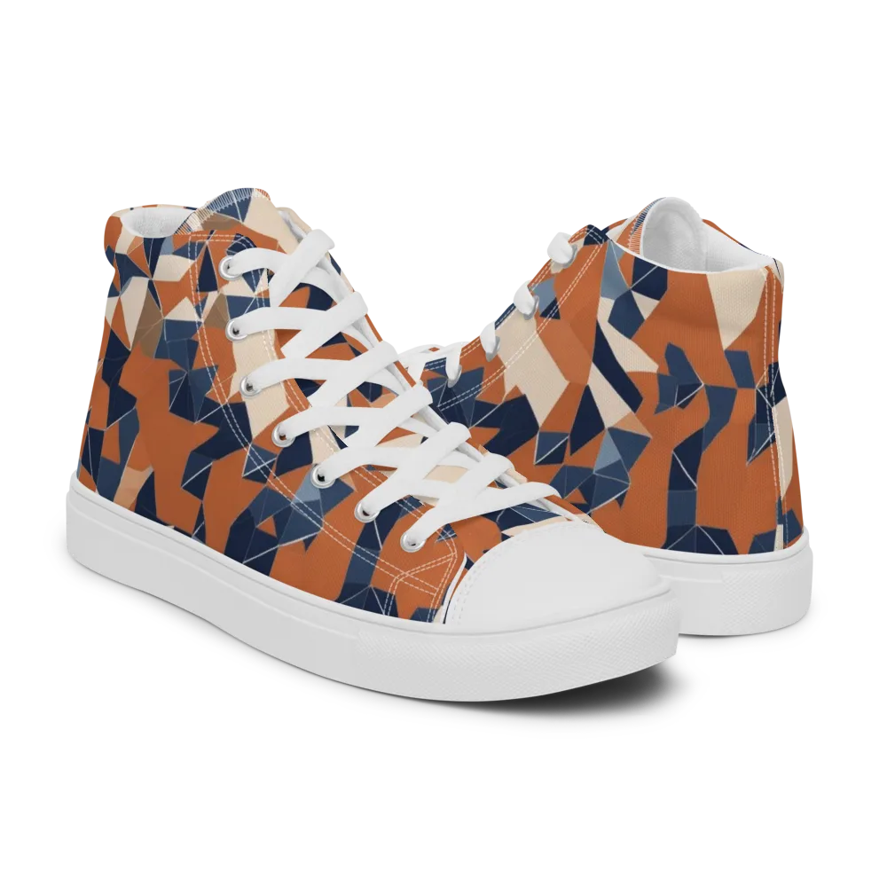 Ochre Parallax on Men's High Top Canvas Shoes — Right