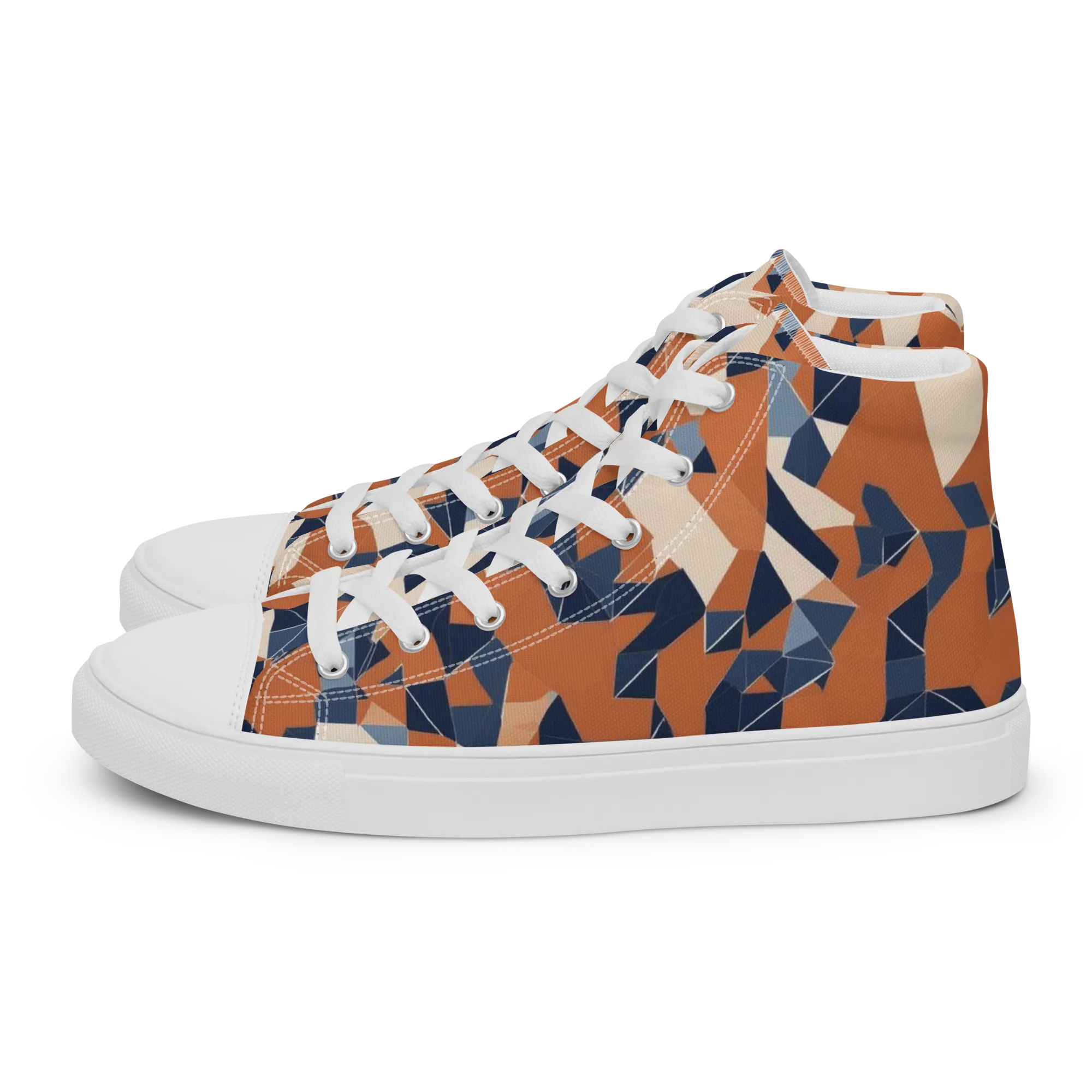 Ochre Parallax on Women's High Top Canvas Shoes — Left