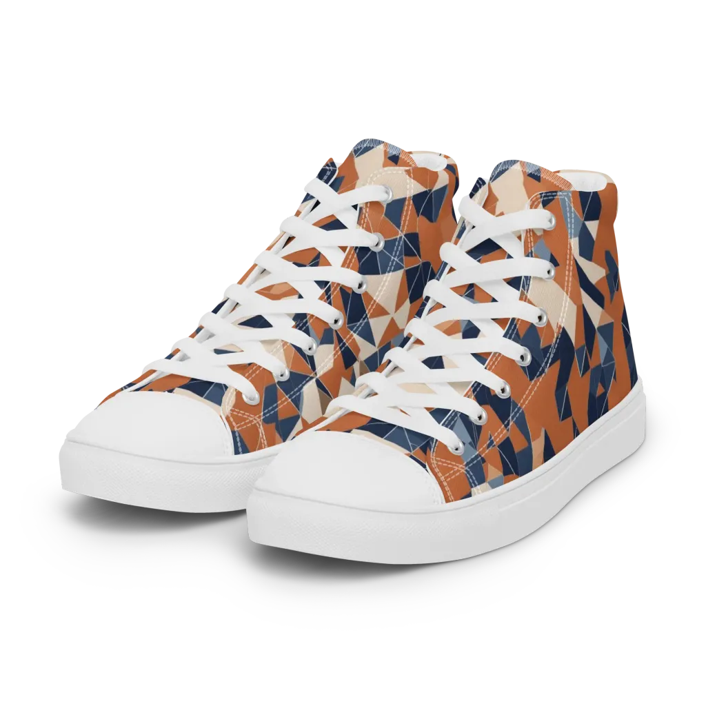 Ochre Parallax on Women's High Top Canvas Shoes — Left Front