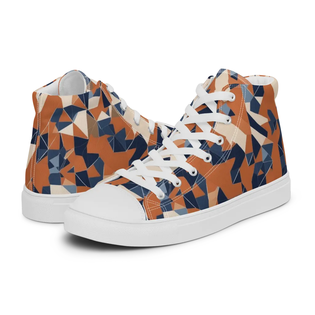 Ochre Parallax on Women's High Top Canvas Shoes — Left