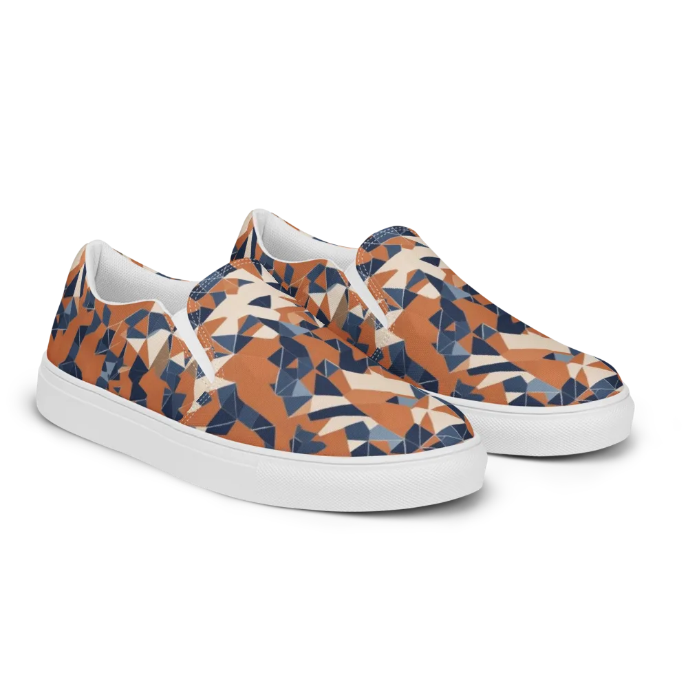 Ochre Parallax on Men's Slip-On Canvas Shoes — Right Front