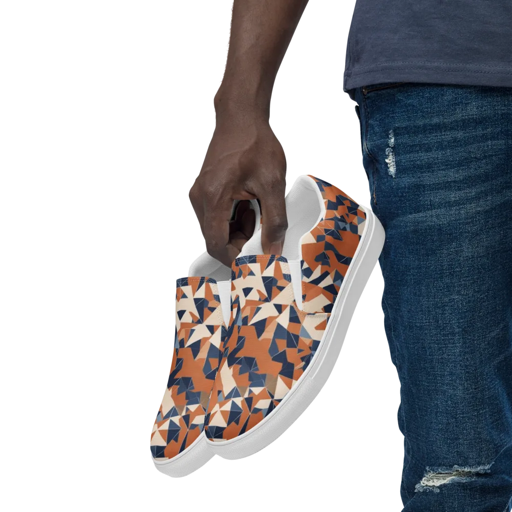 Ochre Parallax on Men's Slip-On Canvas Shoes — Left Front
