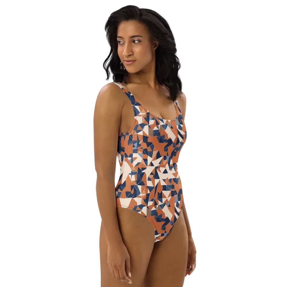 Ochre Parallax on One-Piece Swimsuit — Right