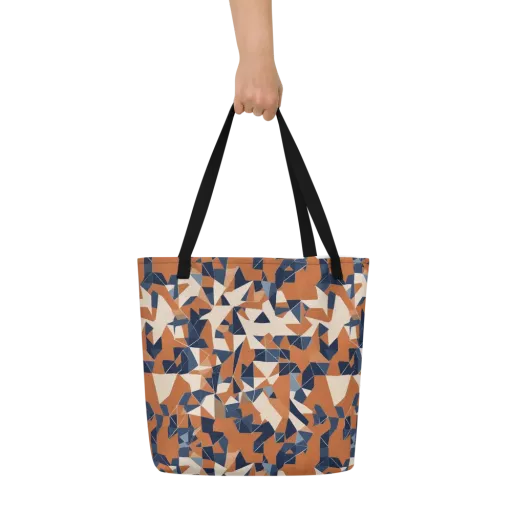 Ochre Parallax on a Large Tote Bag W/ Pocket