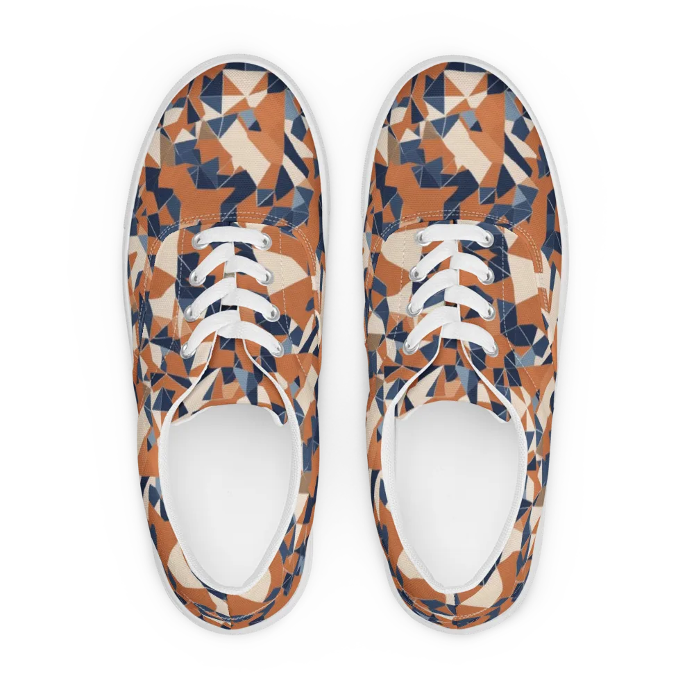 Ochre Parallax on Men's Lace-Up Canvas Shoes — Front