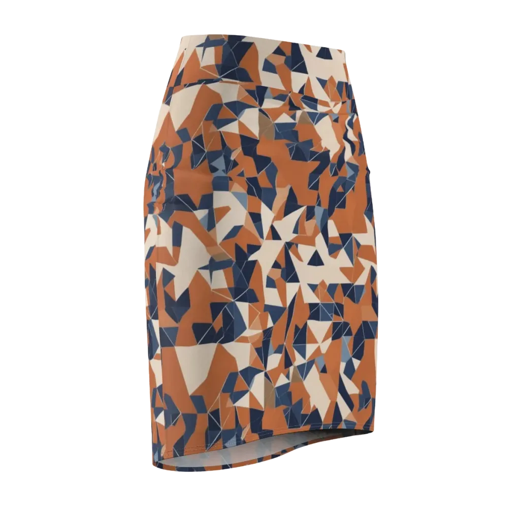 Ochre Parallax on Pencil Skirt — Front Side