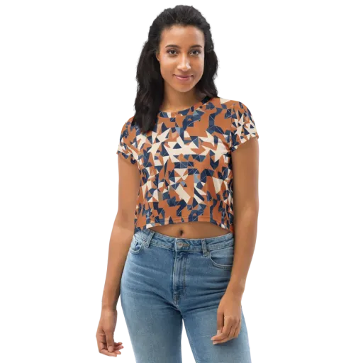 Ochre Parallax on a Crop Tee