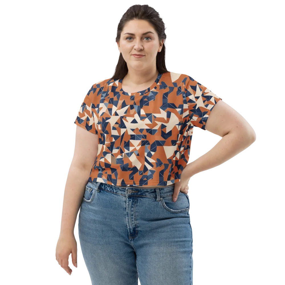 Ochre Parallax on Crop Tee — Front