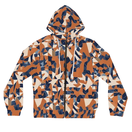 Ochre Parallax on a Women's Full-Zip Hoodie