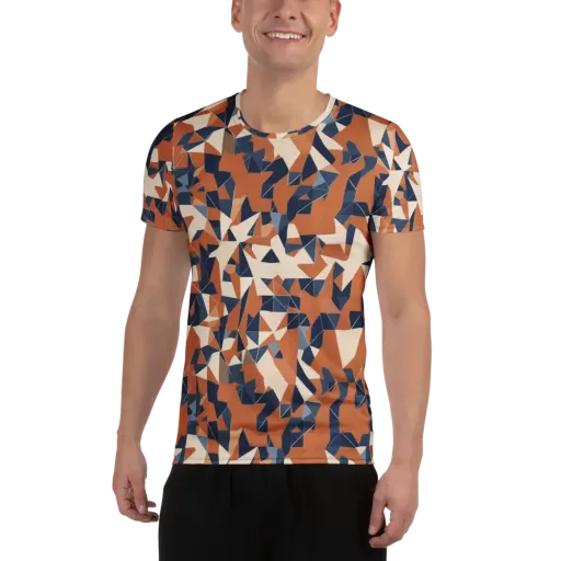 Ochre Parallax on a Men's Athletic T-Shirt