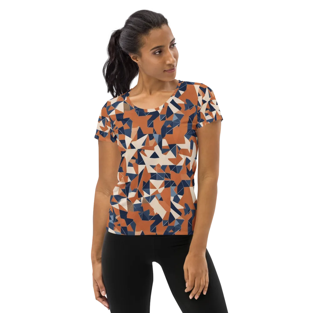 Ochre Parallax on Women's Athletic T-Shirt — Front