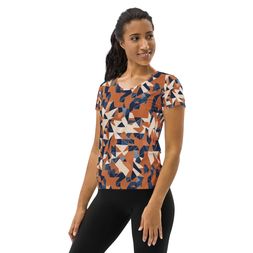 Ochre Parallax on Women's Athletic T-Shirt — Left