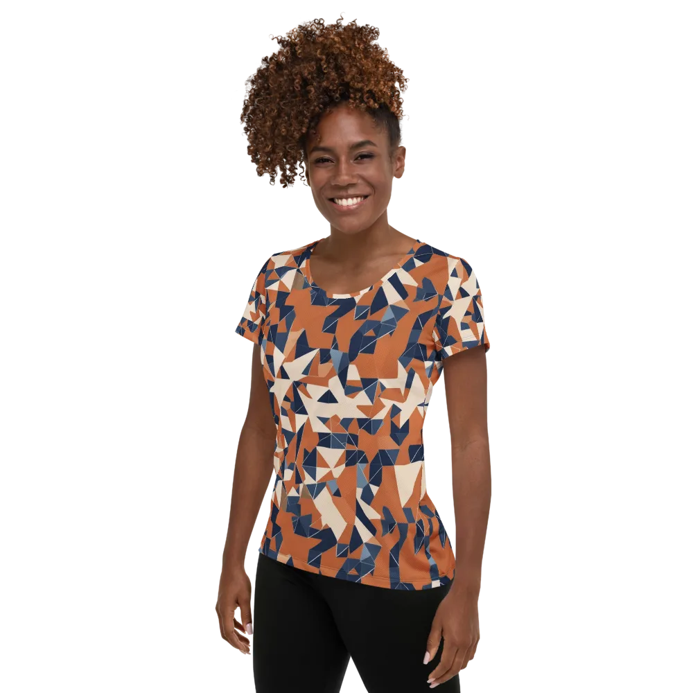 Ochre Parallax on Women's Athletic T-Shirt — Left