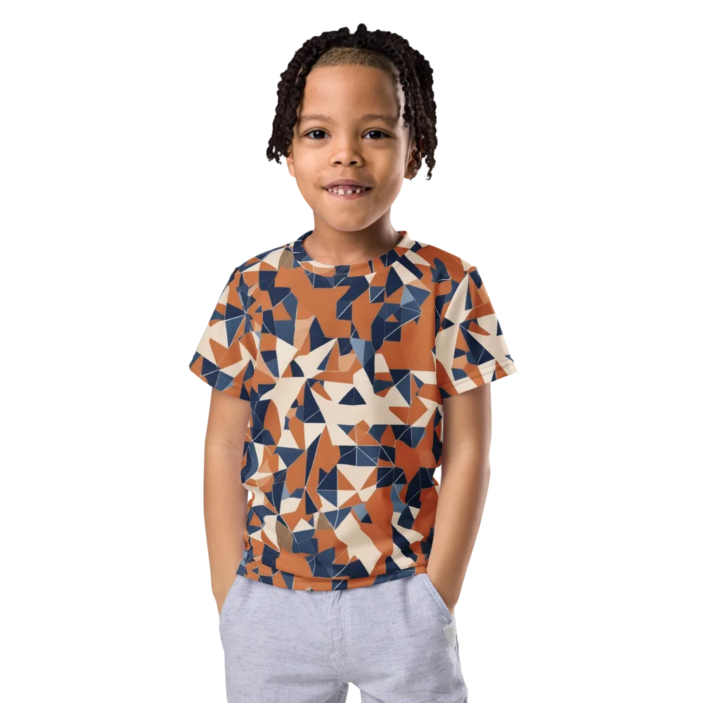 Ochre Parallax on Kids Crew Neck T-Shirt — Front