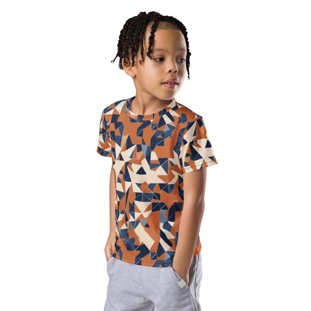 Ochre Parallax on Kids Crew Neck T-Shirt — Left Front