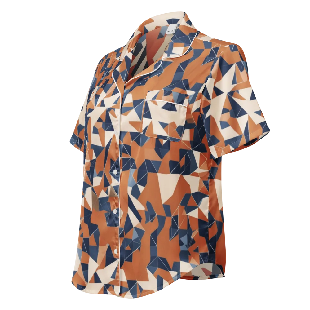 Ochre Parallax on Women's Short Sleeve Pajama Top — Left Front