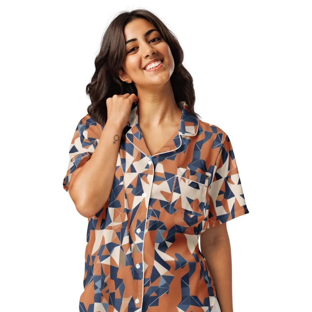 Ochre Parallax on Women's Short Sleeve Pajama Top — Front