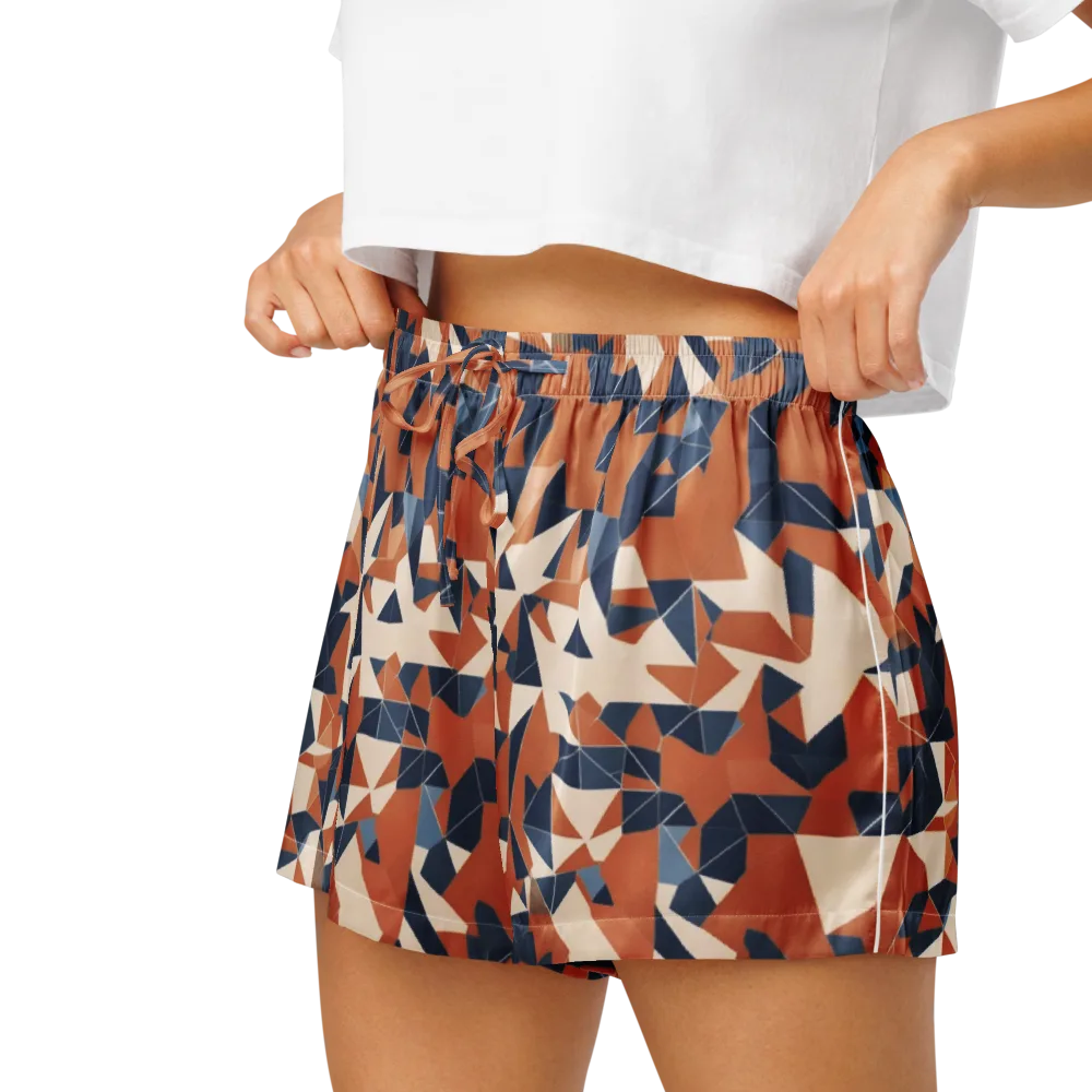 Ochre Parallax on Women's Pajama Shorts — Left