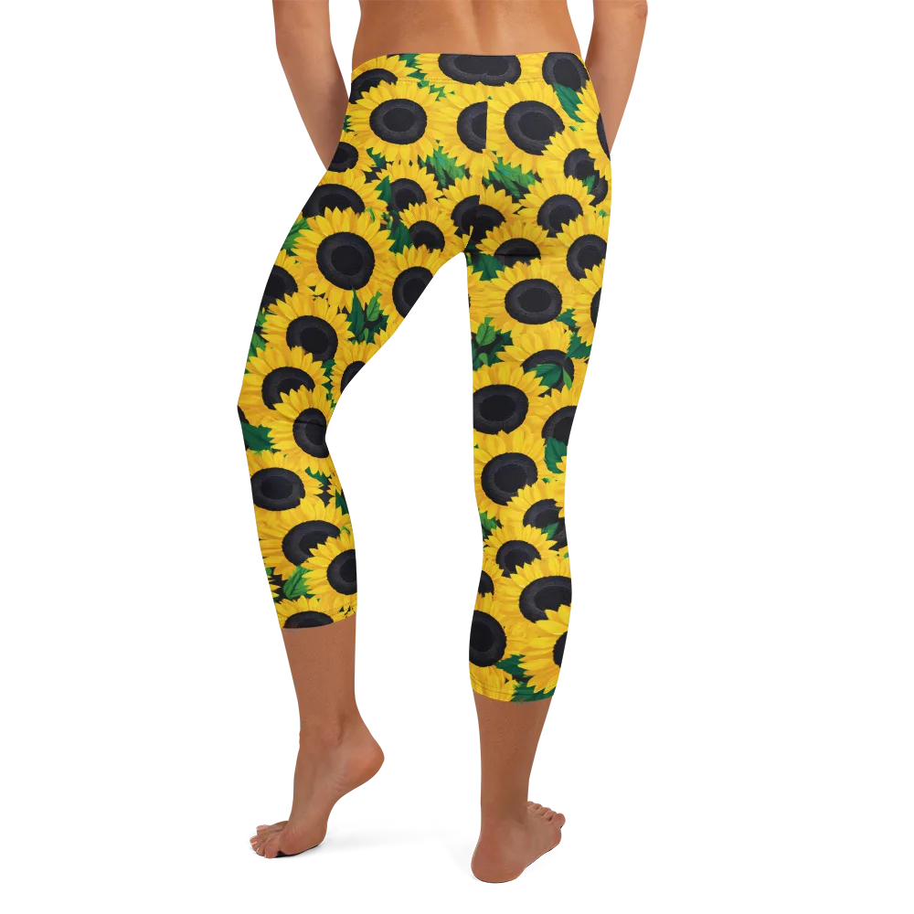 Sunlit Abundance on Capri Leggings — Back