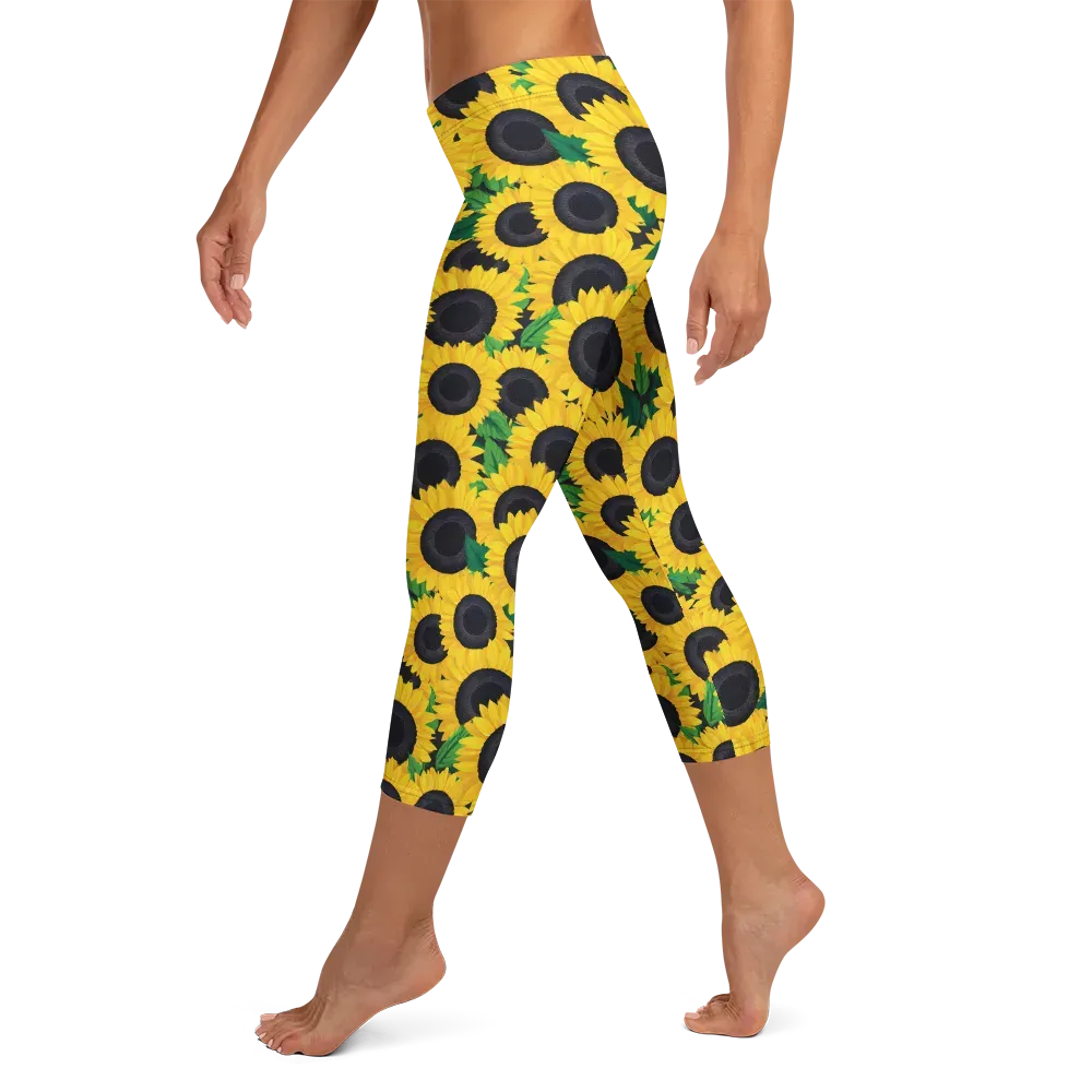 Sunlit Abundance on Capri Leggings — Left
