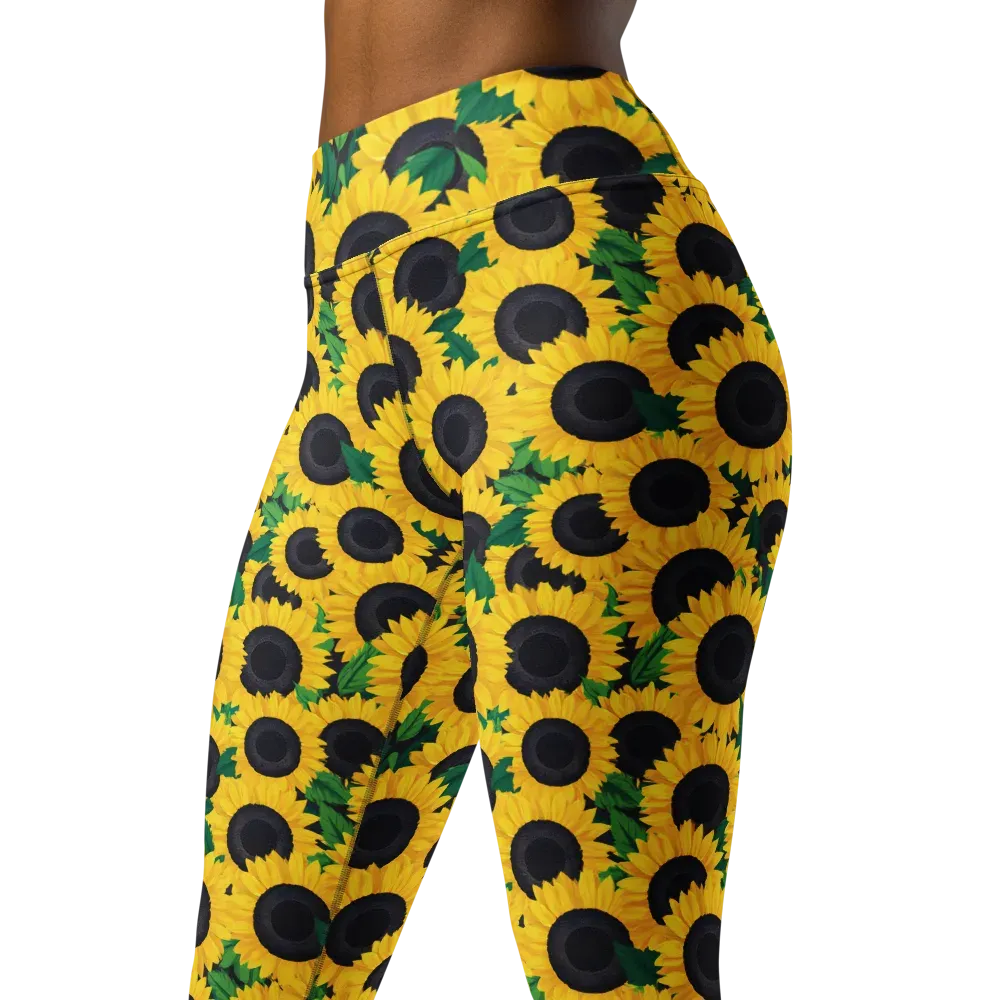 Sunlit Abundance on Yoga Leggings — Left Front