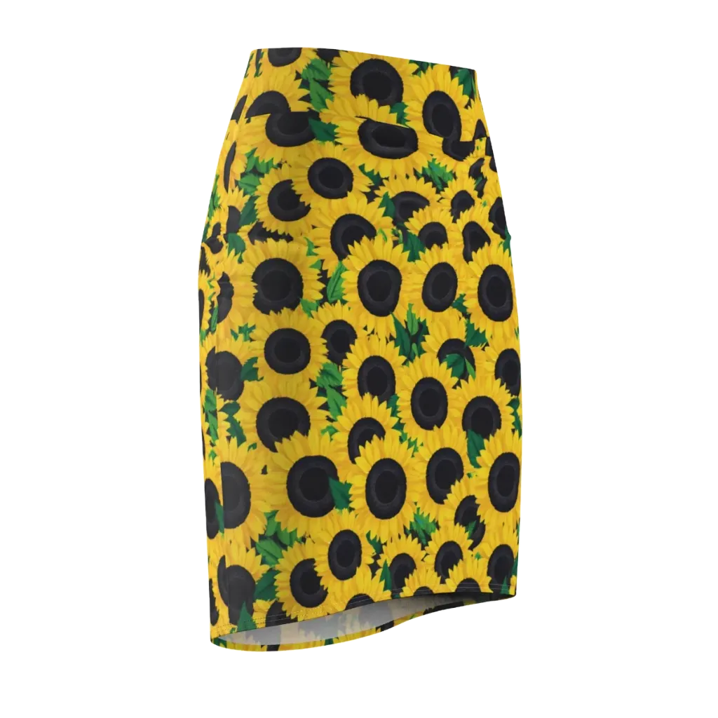 Sunlit Abundance on Pencil Skirt — Front Side
