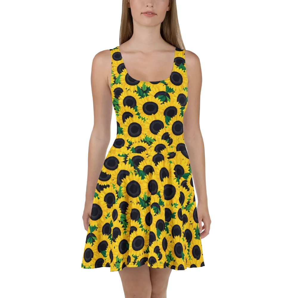 Sunlit Abundance on Skater Dress — Front