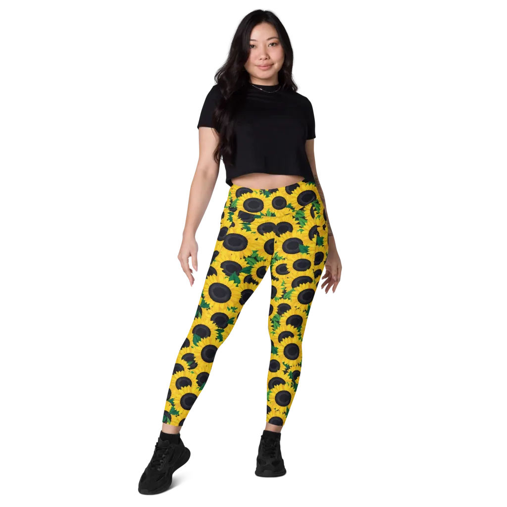 Sunlit Abundance on Leggings with Pockets — Front